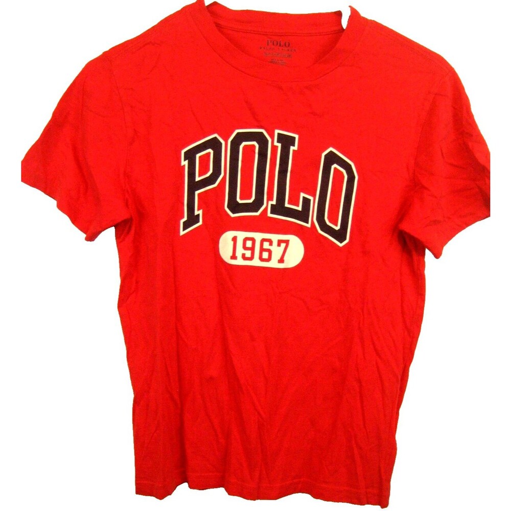 Youth Polo Ralph Lauren Red Cotton SS T-Shirt w Spellout Logo sz YS(8)